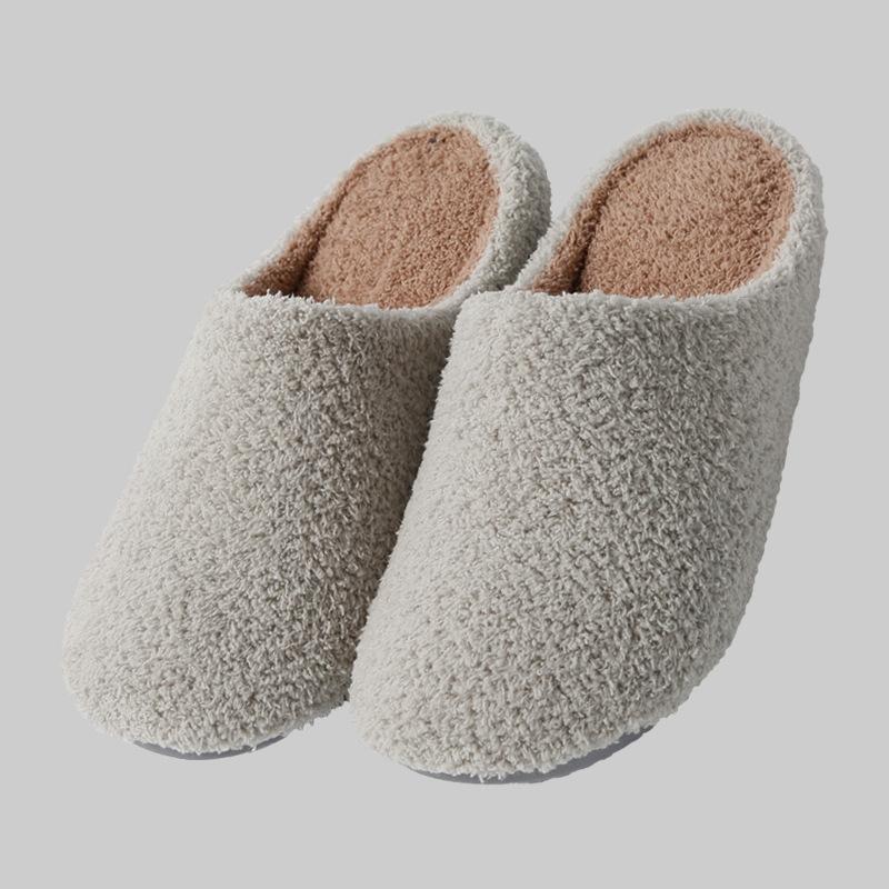 Warme Schuhe, Rutschfest, Wasserdicht, Hausschuhe mit dicker Sohle aus Plüsch-Baumwolle