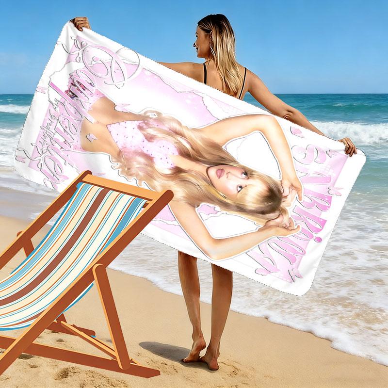 Sabrina Carpenter Magic Druck Strandtuch, Großes Weiches Schnelltrocknendes Handtuch für Strand Camping Schwimmen