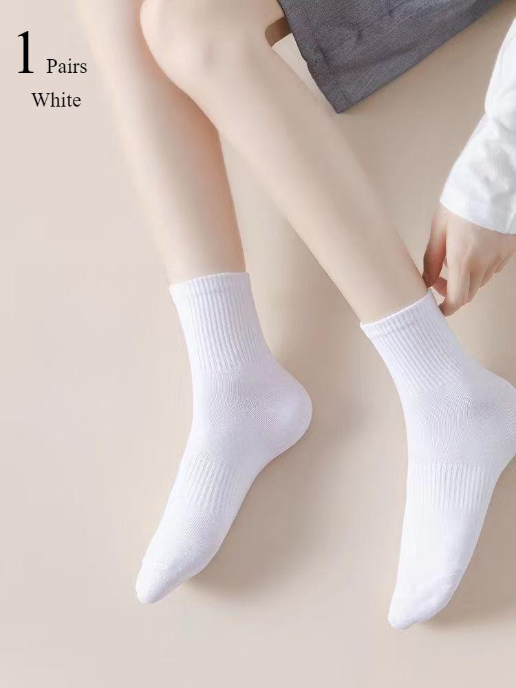 

10/20 Pairs Neutral Solid Color Round Neck Socks Spring Summer Sweat Absorbing Breathable Soft Comfortable Couple Sports Socks One Size
