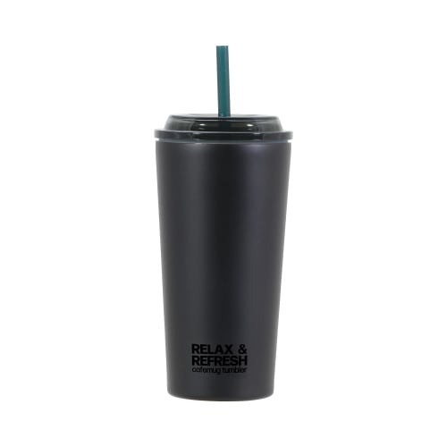 Pearl Metal HB-6780 500ml Large Vacuum Insulated Tumbler with Straw, Perfect for Drip Coffee, Wide Mouth, Black, and Straw Tumbler