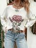 Women's Autumn Floral Knit Pullover - European & American Style