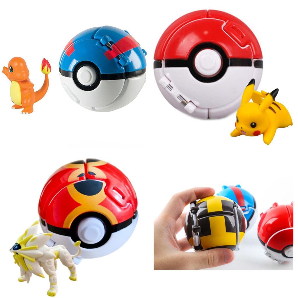 Pokemon Poke Ball Elf Figure Model Toy Pikachu Charmander Litten Rockruff Game Anime Figure