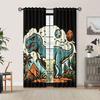 curtain2pcs Tyrannosaurus Rex Dinosaur Curtains- Retro Blackout Curtains with Grommet Top, Polyester Machine Washable