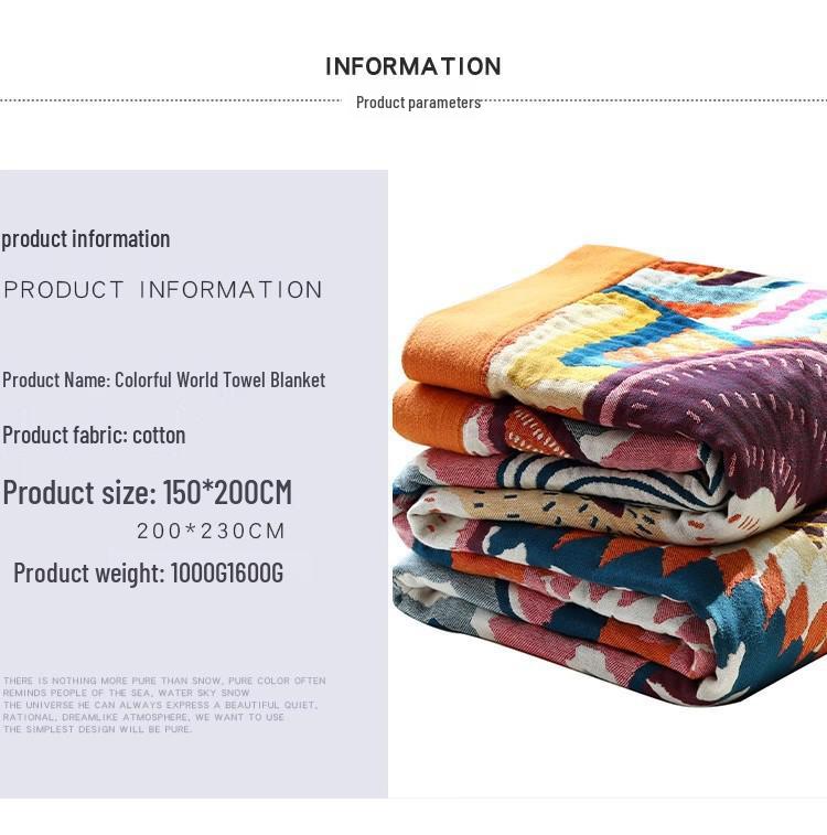 Minimalist Gauze Cotton Blanket and Towel – Lightweight Summer Quilt for Single/Double Beds