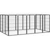 VidaXL Dog Playpen 16 Panels Black 50x100cm Powder-Coated Steel 3115960
