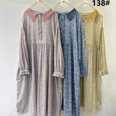Sweet Mori Girl Floral Lace Collar Long Casual Slimming Dress - Plus Size
