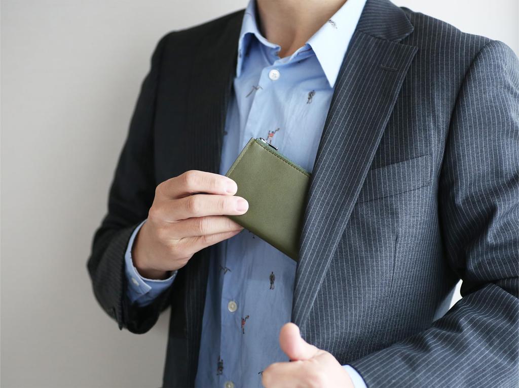 [STATUSY] Il Modo ZIP Made In Japan L-shaped Zipper Genuine Leather Women's Men's Small Long Wallet Il Modo Zip (Khaki, Left-handed)