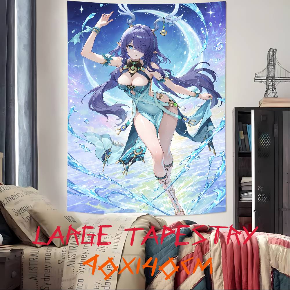 Kawaii Pretty Hot Girl Lauma Cool Video Gaming Tapestry Wall Hanging Art Decoration Aesthetic Background Cloth Birthday Gif