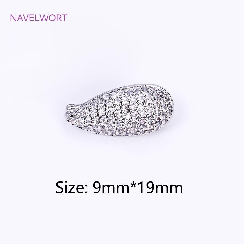 

Rhodium Plated Feather Pearl Clasp Fastener Cubic Zirconia Droplet Connector,DIY Necklace Making Findings Jewelry Materials 1 piece