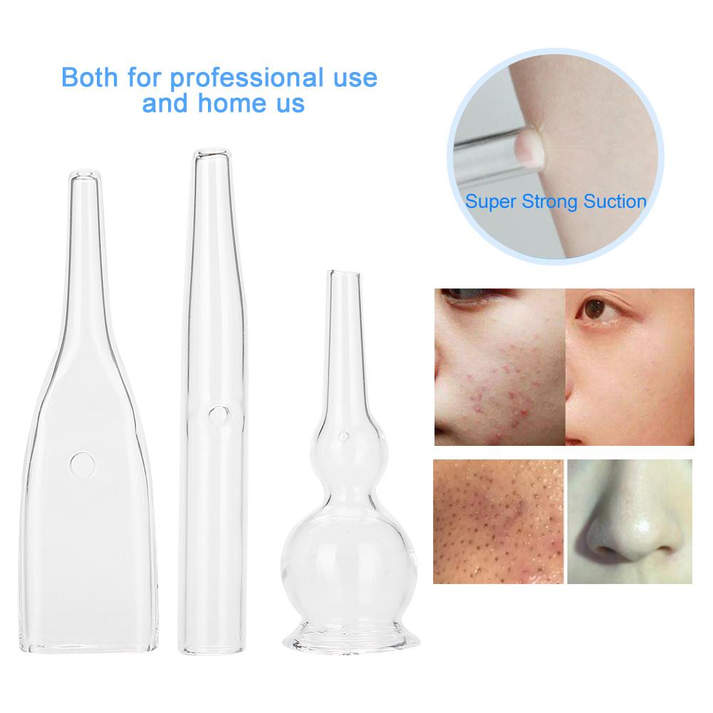 3PCS/Set Glass Pipes for Blackhead Removal Face Cleanser Beauty Machine Vacuum Accessories