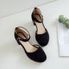 Baotou Sandals Girl Summer New Simple Cross Buckle Suede Small Size Thick Heel Student Versatile Evening Shoes