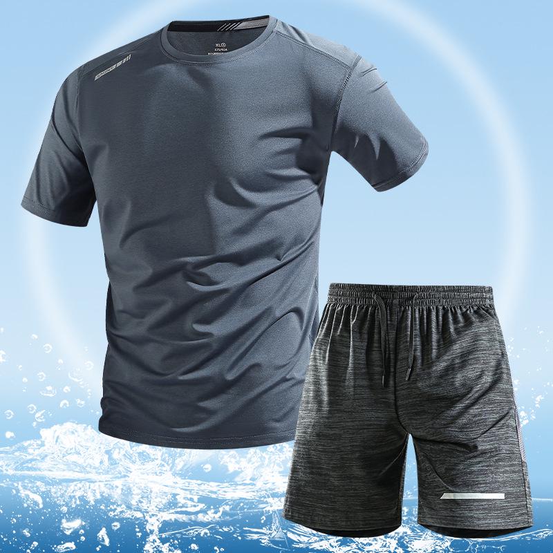 Men's Summer Quick-Dry Sports Set - Breathable Short Sleeve and Loose Shorts