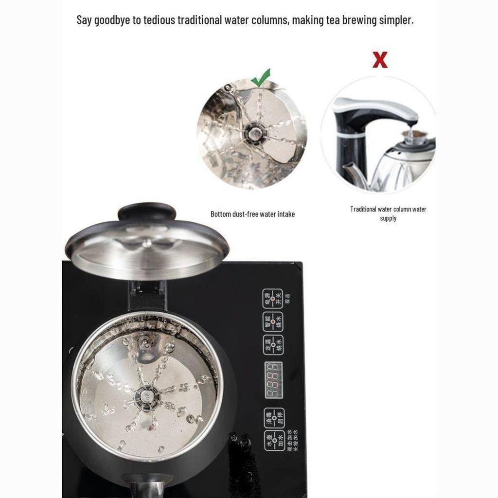 Automatic Electric Tea Set with Water Filling, Brewing, and Heating - Includes Table Tray and Water Pump (20x37 cm)