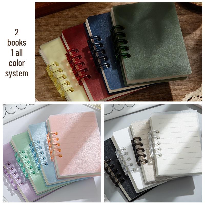 A7 Transparent Minimalist Loose-Leaf Spiral Pocket Notebook, Lined for Single Words