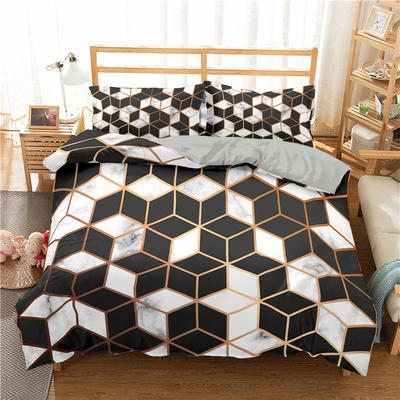 Comforter Marble Queen Full For Kids Boys Girls Modern Luxury Marble Print Comforter Geometric Cube Bedding Set 2/3Pcs