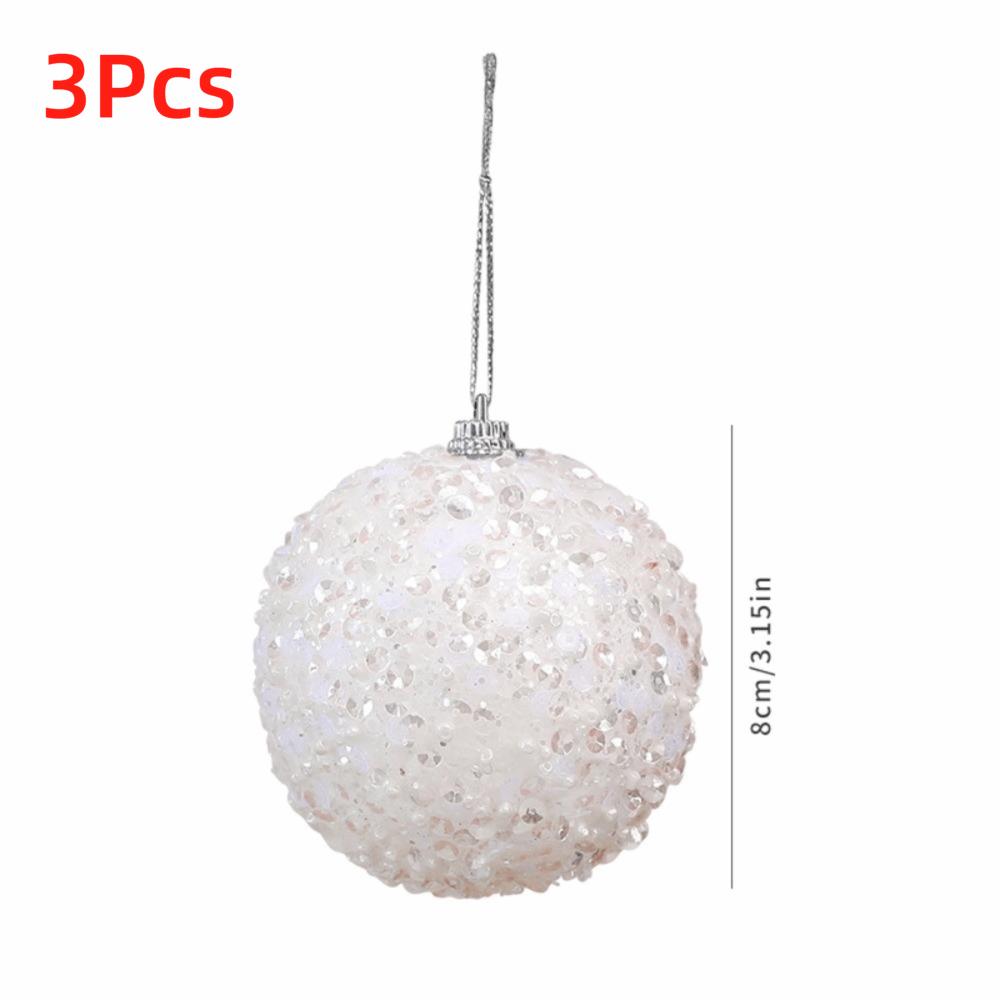 3 Stück 8cm Weihnachtsglitzerkugeln Neujahr DIY Weihnachtsbaum Hängeanhänger Gold Glitzernd Funkelnde Kugelanhänger Partyornamente