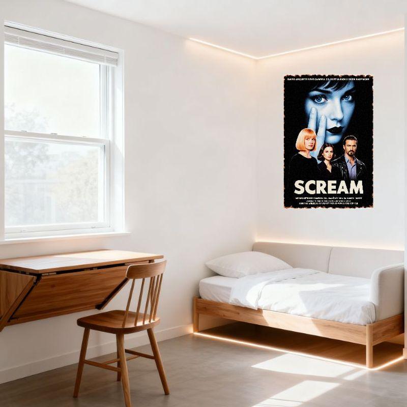 Scream Filmplansch Vintage Metallplåtskylt Skräckfilm Väggkonst David Arquette Neve Campbell Drew Barrymore Inredning för Hem Man