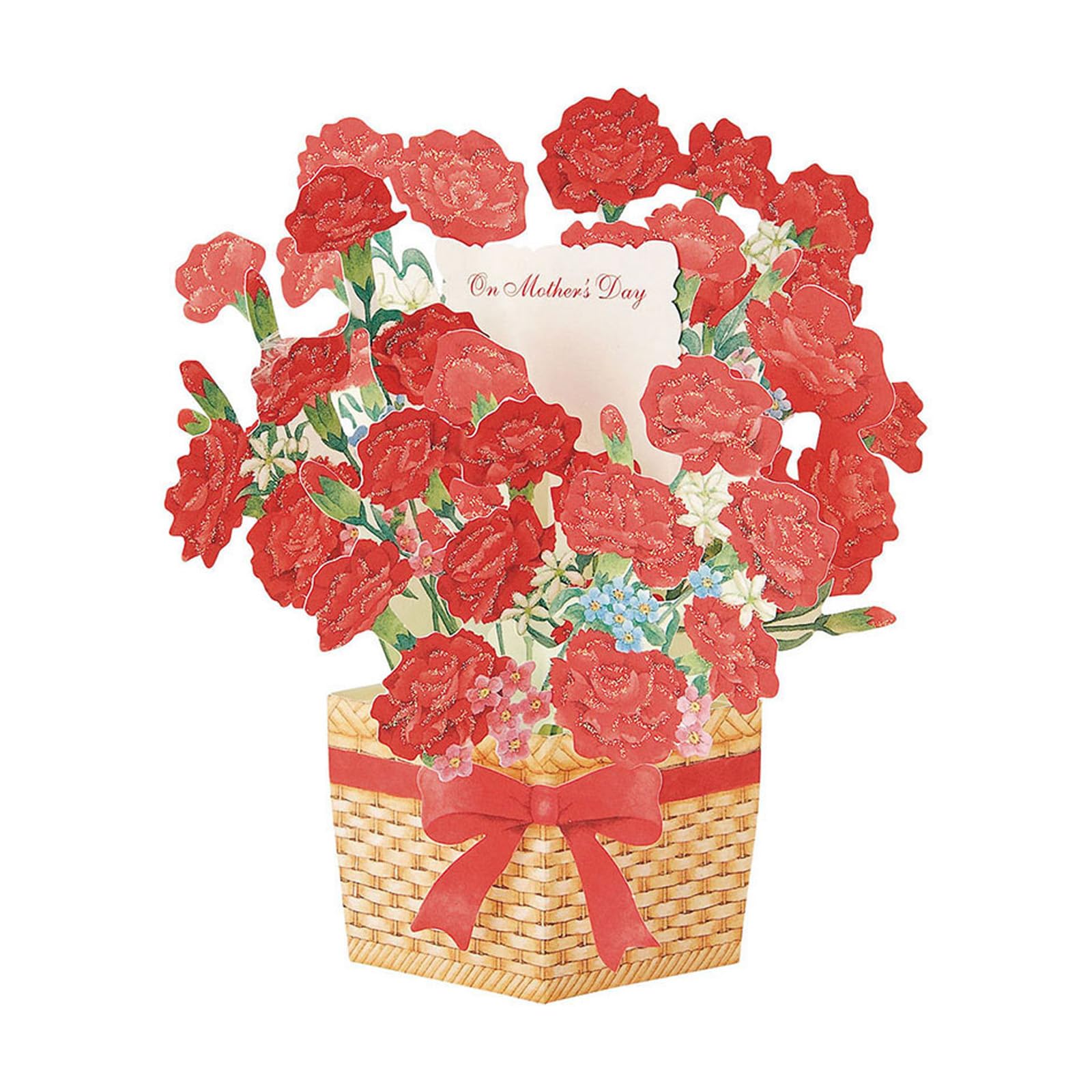 Sanrio Day Greeting Message 3D Vertical Flower JMD 614025 Mother s Card, Card, Basket, 18-5, красный