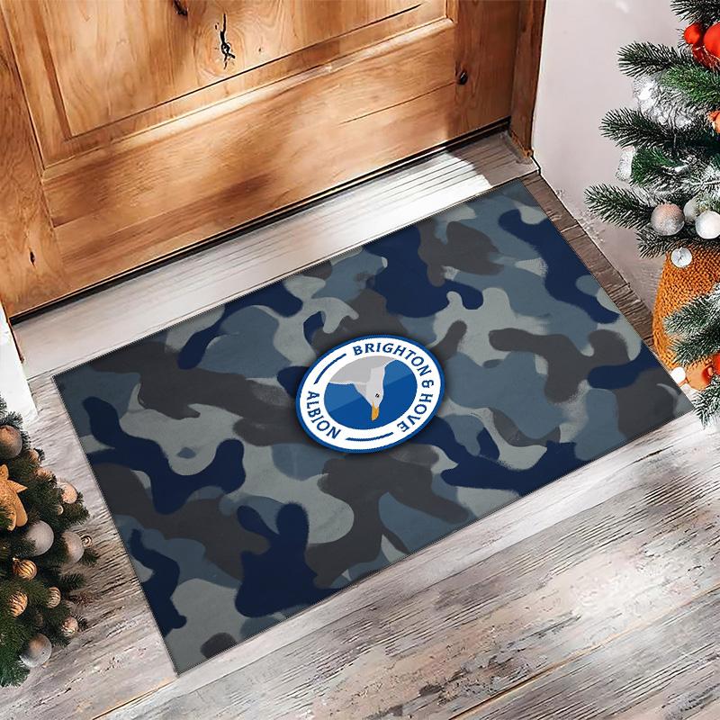 Brighton & Hove Albion Football Print Crystal Velvet Rug, Comfortable Water Absorbent Non Slip Indoor Floor Carpet