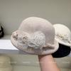 Autumn and Winter Wool Beret Women's Flower Crimped Top Hat Showing Face Small Octagonal Hat Bud Hat Versatile Daughter Hat