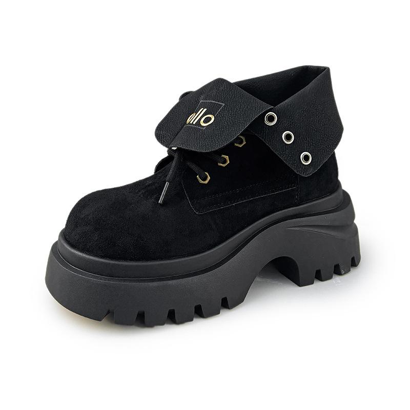 

Two British-style small thick-soled Martin boots for women s 2025 autumn new versatile thin and heightened short boots 40 чёрный