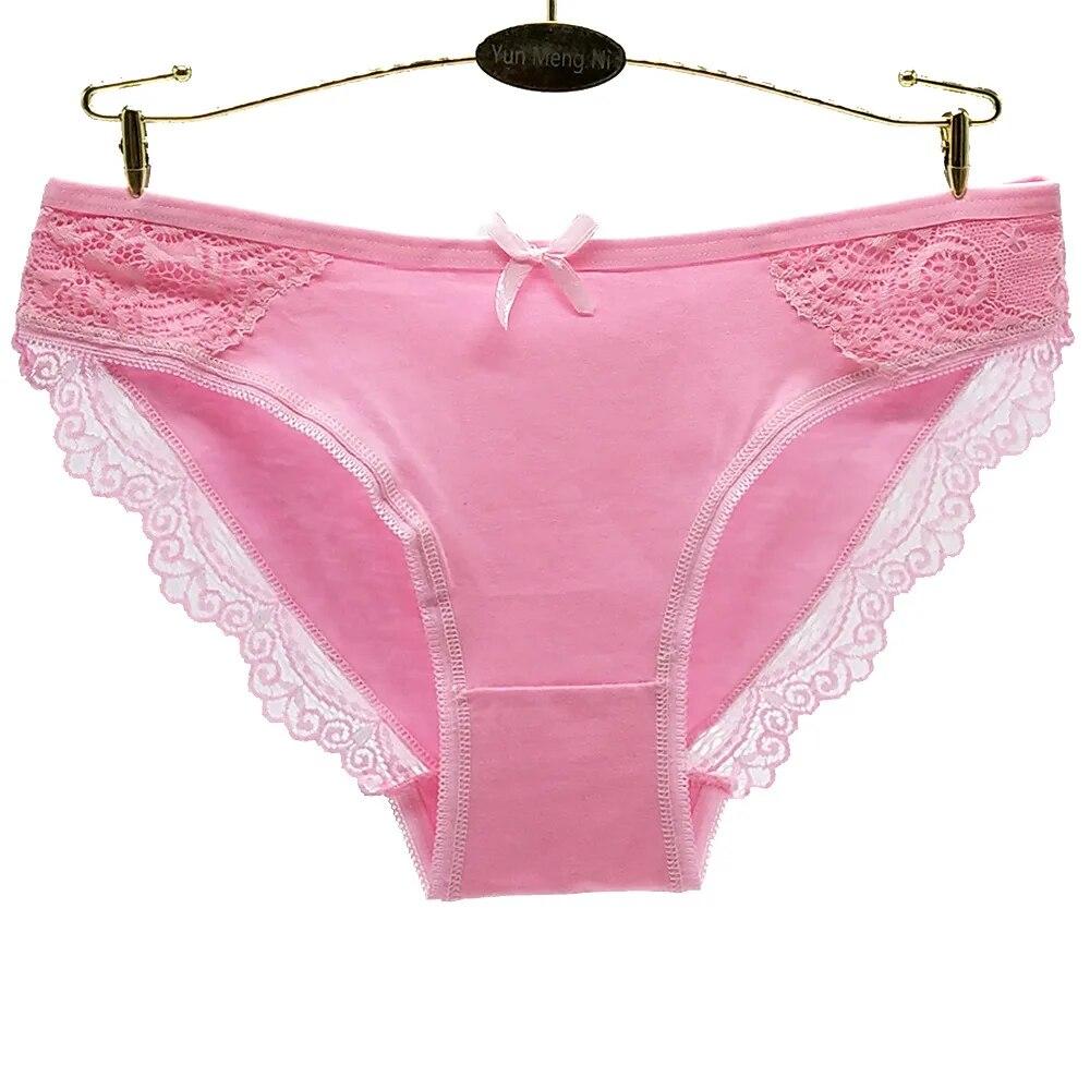 Ropa interior de mujer, bragas de encaje sexis de algodón, bragas de cintura baja para niñas, bragas para mujer, lencería, 6 unids/set