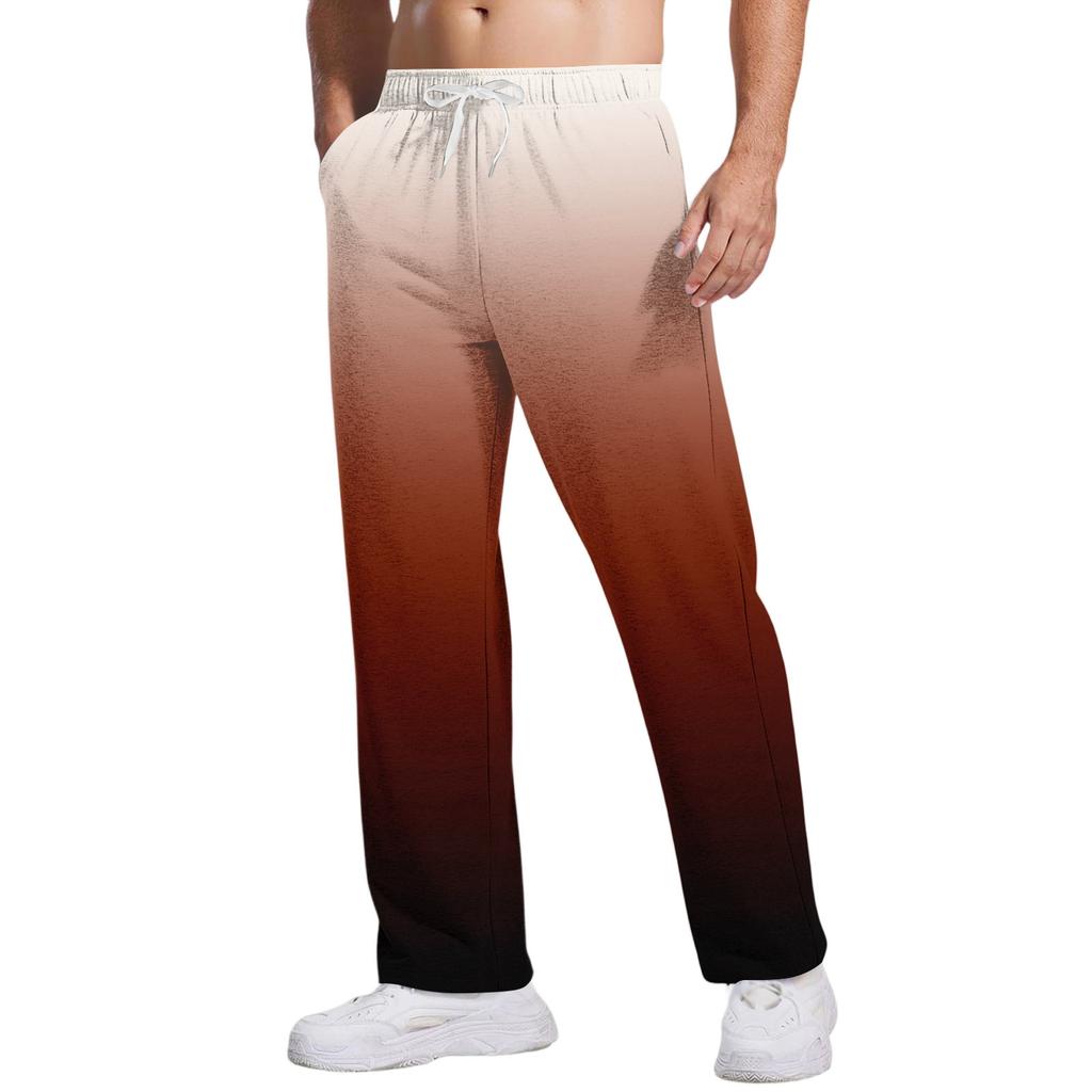 Herren Krawatte, Farbverlauf Freizeithose mit Taschen | Locker gerades Bein, Elastischer Bund mit Kordelzug für den täglichen und lässigen Gebrauch