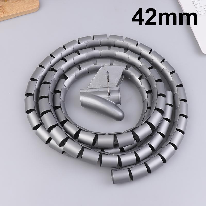 2m Cable Organizer Flexible Spiral Cable Wire Protector Computer Cord Protective Tube Clip Organizer Management Tools 16/10mm