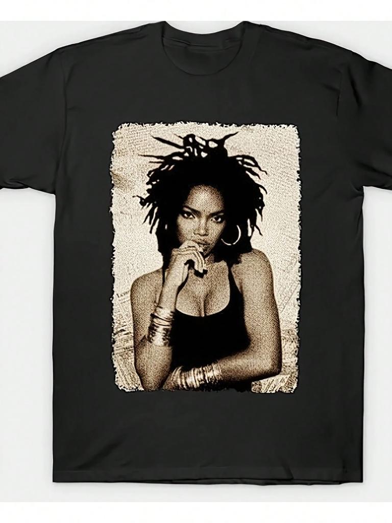 Portrait Distressed Frame Graphic Tshirt Unisex Unisex Hip Hop Rapper Soft Cotton Short Sleeve Daily Casual Street Unisex Tops