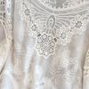 Summer Women's Loose Casual White Lace Blouse with Floral Patterns O-Neck Hook Flower Hollow Out Short Sleeved Lace Top