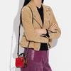 New COACH Rogue Cow Leather Small Square Bag, Handbag, Shoulder Bag, Crossbody Bag Mini Women's Red & Black CC482-B4UP7