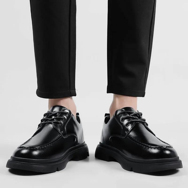 Pánské Oxfordské boty šněrovací pravá kůže britské pánské kancelářské boty pánská módní společenská obuv formální šněrovací černé boty pánské