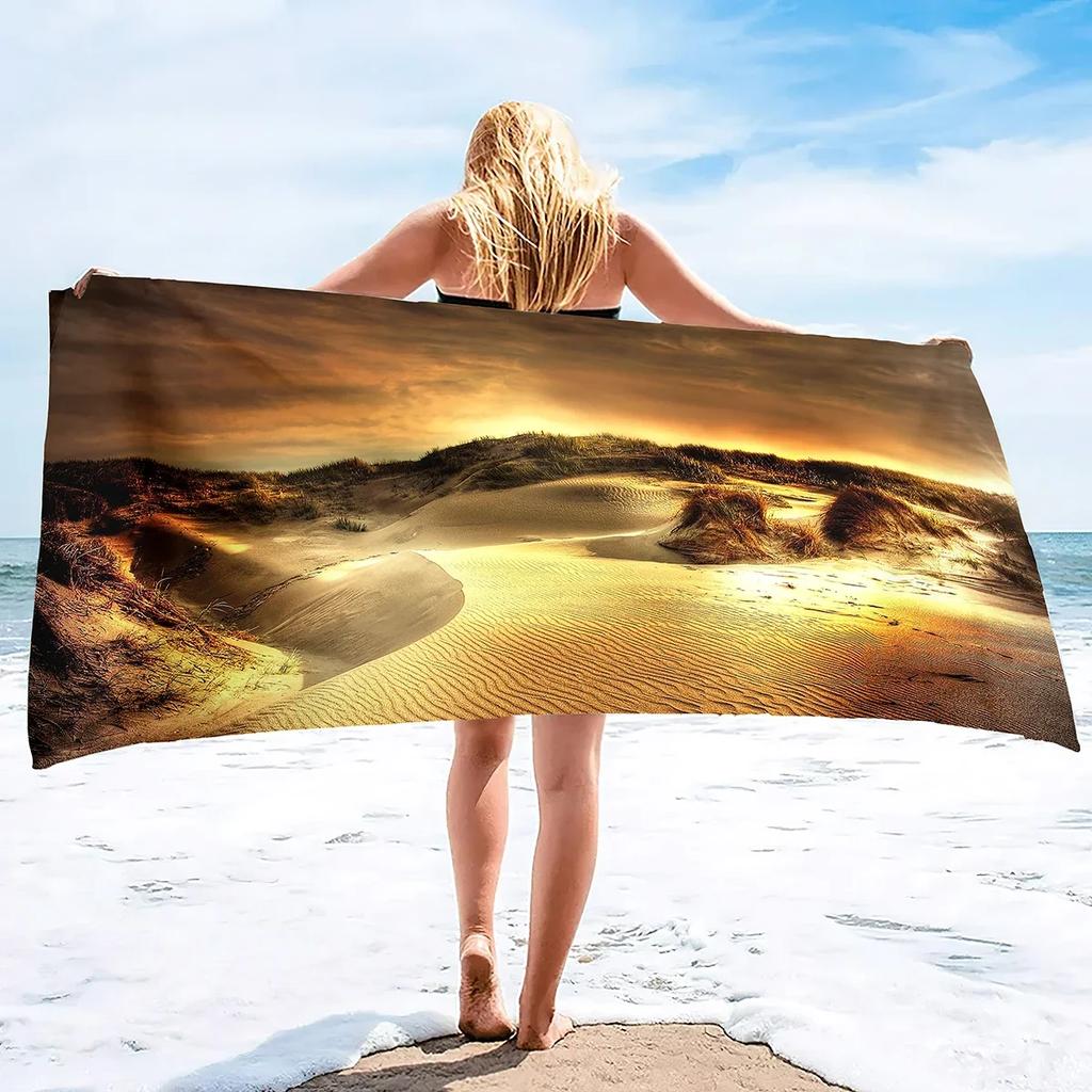 Microfiber Beach Towel,Desert Beach Towel Oversized,Super Soft Water Absorpt Bath Towels Quick Dry for Bathroom Pool Swim
