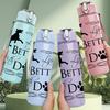 1PC Better Life With My Dog Quote 750ml Color Plastic Sports Water Bottle Leakproof Flip Straw Lid Suitable for Sports Office Home Use