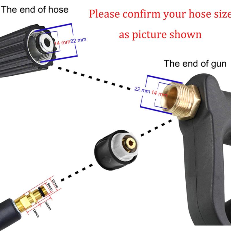 Bico curto de alta pressão para lavagem de carros, pulverização de água, limpador de carros, bico de conexão rápida de 1/4"