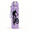 1PC Bicycle Rider Sport Character Print 750ml Color Plastic Sports Water Bottle Leakproof Flip Straw Lid Suitable for Sports Office Home Use