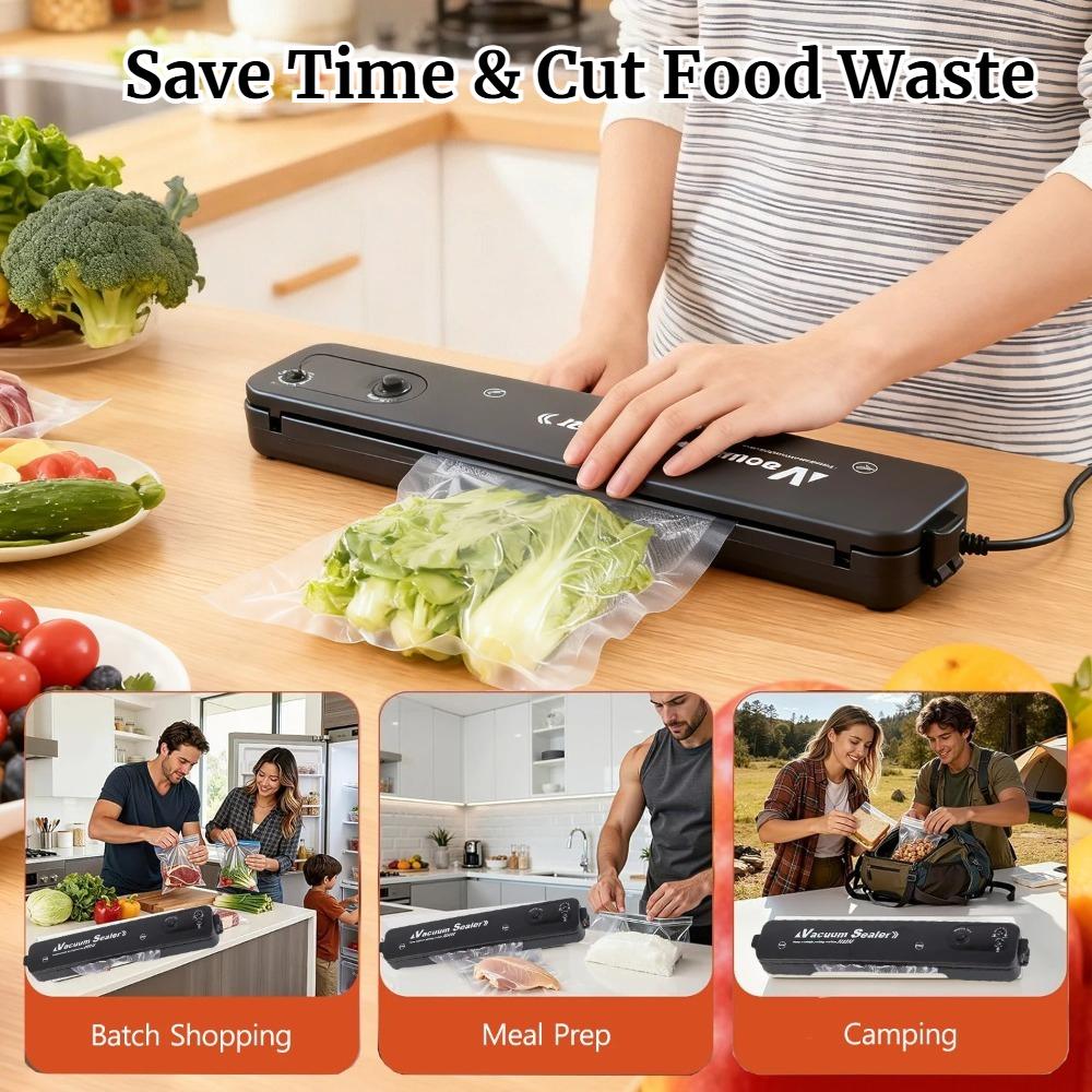 Máquina Selladora al Vacío Selladora de Alimentos Totalmente Automática Sellado Potente Sellador de Vacío Eléctrico para Alimentos para el Hogar