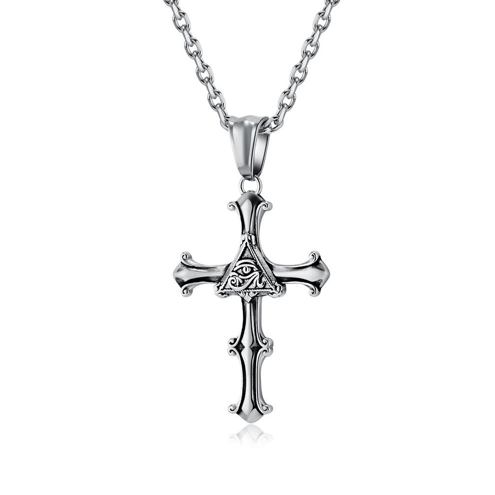 Cross Border Retro Egyptian Horus Eye Cross Necklace for Men