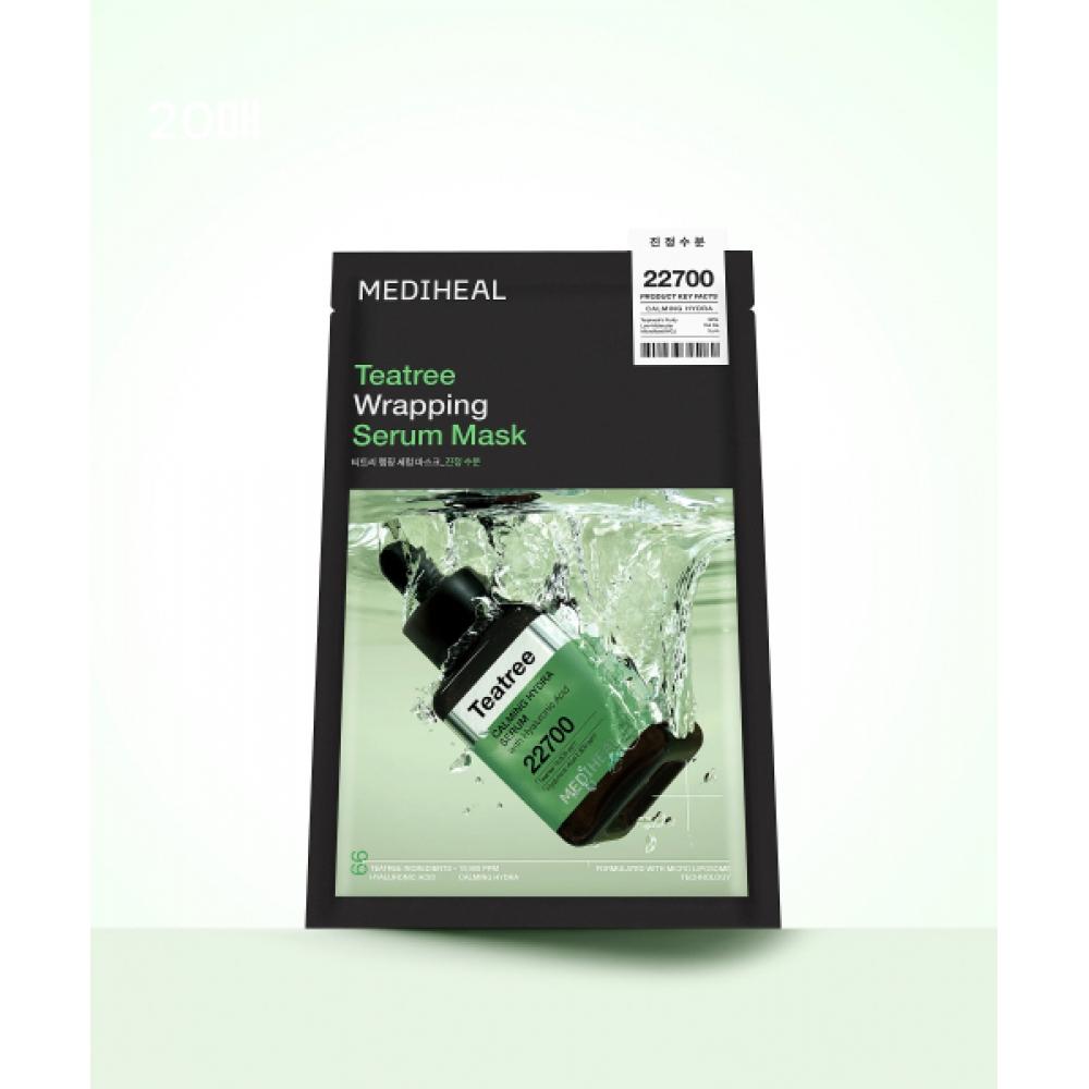Mediheal [20 Sheets] Tea Tree Soothing Moisture Wrapping Serum Mask 10 Sheets  Total 20 Sheets Additional 6 Ml Of Serum Included 