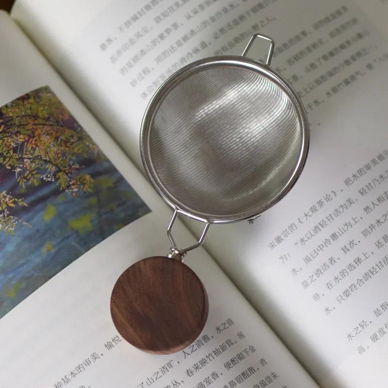Fishtail Shape Tea Filter Wooden Handle Stainless Steel Tea Strainer Traditional Kung Fu Tea Ceremony Utensils Home Kitchen Tool