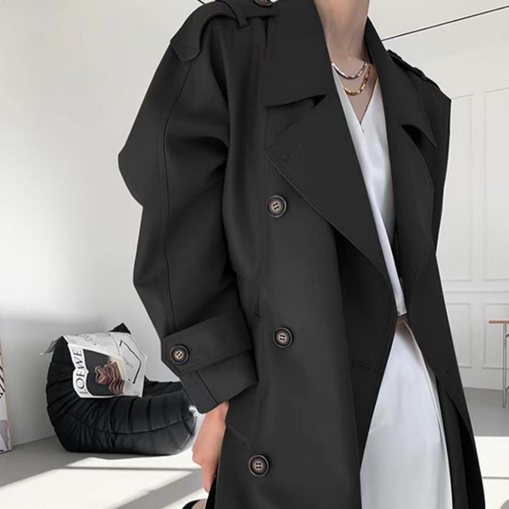 2025 Damen Khaki Midilanger Trenchcoat: Britischer Stil, Taillenformend, Lässige Eleganz.