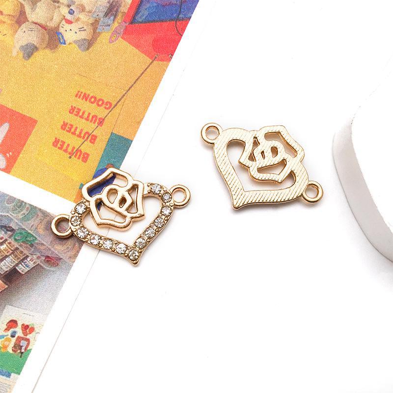 Wisiorek w kształcie serca z 15-punktowym diamentem i kolczyki na Walentynki - Ręcznie robione akcesoria do biżuterii DIY w kształcie serca z kroplą oleju