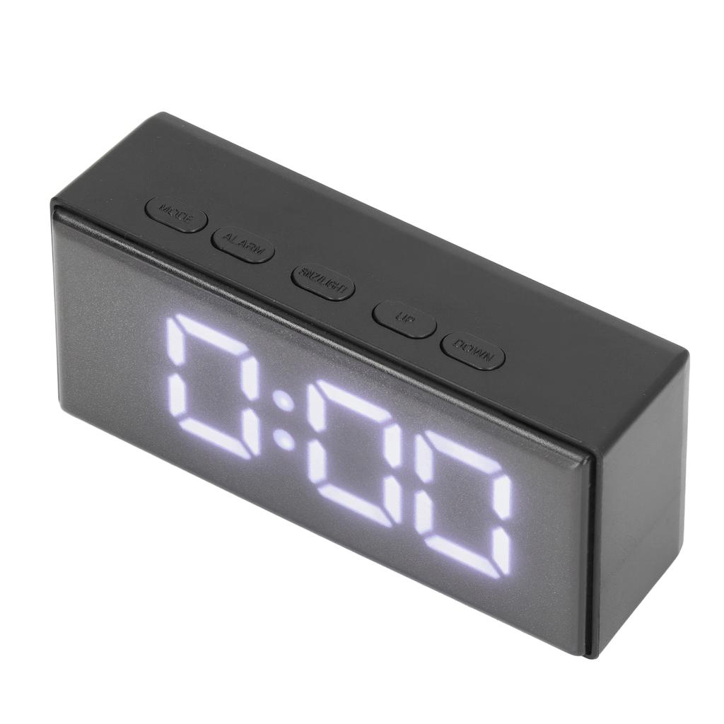 Digital Clock Energy Saving Backlight LED Mirror Digital Display Electronic Alarm Clock for Dormitory Home Bedroom White