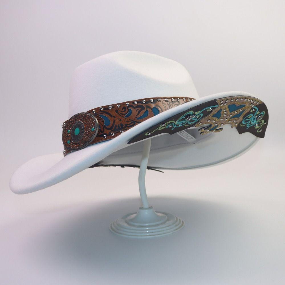 Turquoise Decor Western Cowboy Hat Dress Up Western Cowgirl Hat Retro Top Hat  Costume Accessories