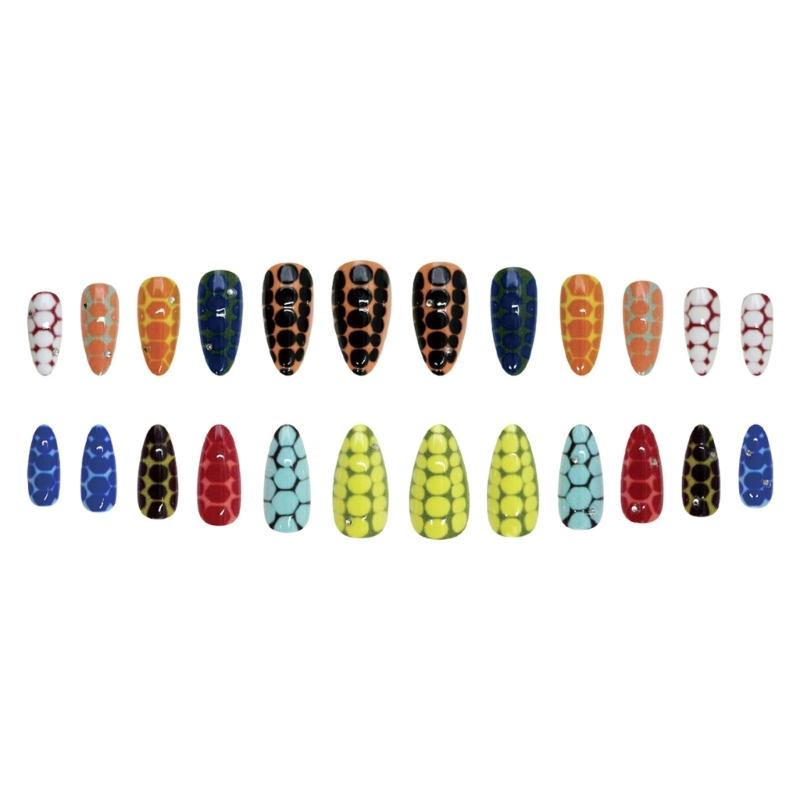 Almond Press On Nail Glossy Fake Nail Stick On Nail In 12 Sizes,24 Pcs French Nail Tips for DIY Nail Art Decorations