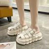 Soft Leather Bag Head Woven Slippers Women's Summer Wear 2025 New Retro Soft Bottom Height Increased by 8 Cm Hollow Cool Slippers