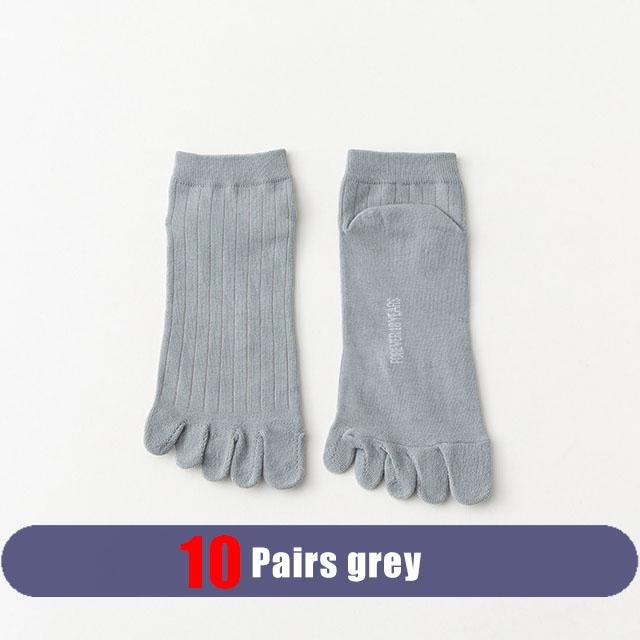 

10 пар носков до щиколотки с пятью пальцами, мужские хлопковые полосатые однотонные дышащие впитывающие пот молодежные модные спортивные короткие носки для студентов EU39-44