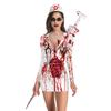 Halloween Nurse Costume Dress With Printed Pattern For Cosplay Parties