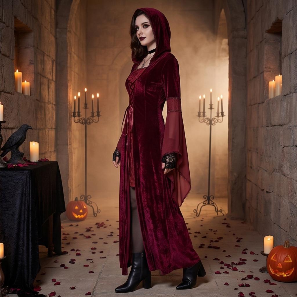 Women's Cape Dress for Halloween Costume