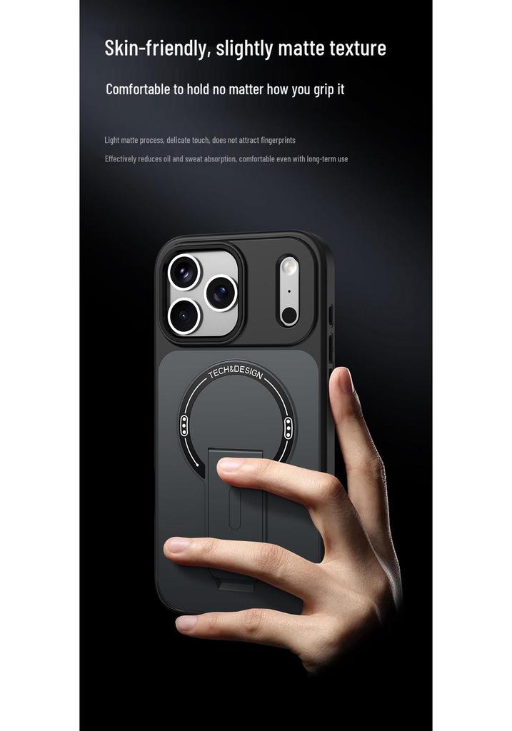 Magnetic Folding Stand iPhone 17 Case, Skin-Feel Matte Protective Cover for 16 Pro Max